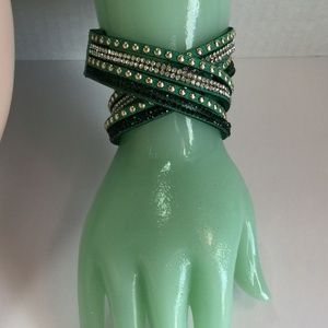 Olive Faux Leather Wrap Bracelet